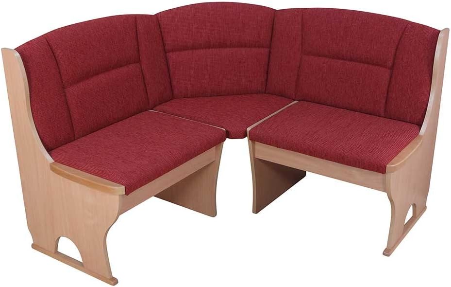 Pharao24 Eck Truhenbank in Orange und Buche Stoff Breite 125 cm Ohne 4