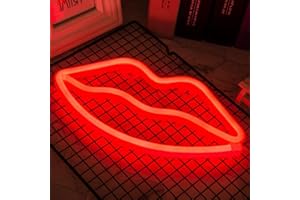 Hopolon Lip Neon Signs, LED Neon Light for Party Supplies, Girls Room Decoration Accessory, Table Decoration, Children Kids Gifts (Red Lip)…