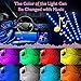 Car LED Strip Lights, 4 Packs 48 LED Car Interior Lights, MultiColor Music Light LED Under dash Lighting Kit with Sound Active Function and Remote Control, Car Charger Included, DC 12V