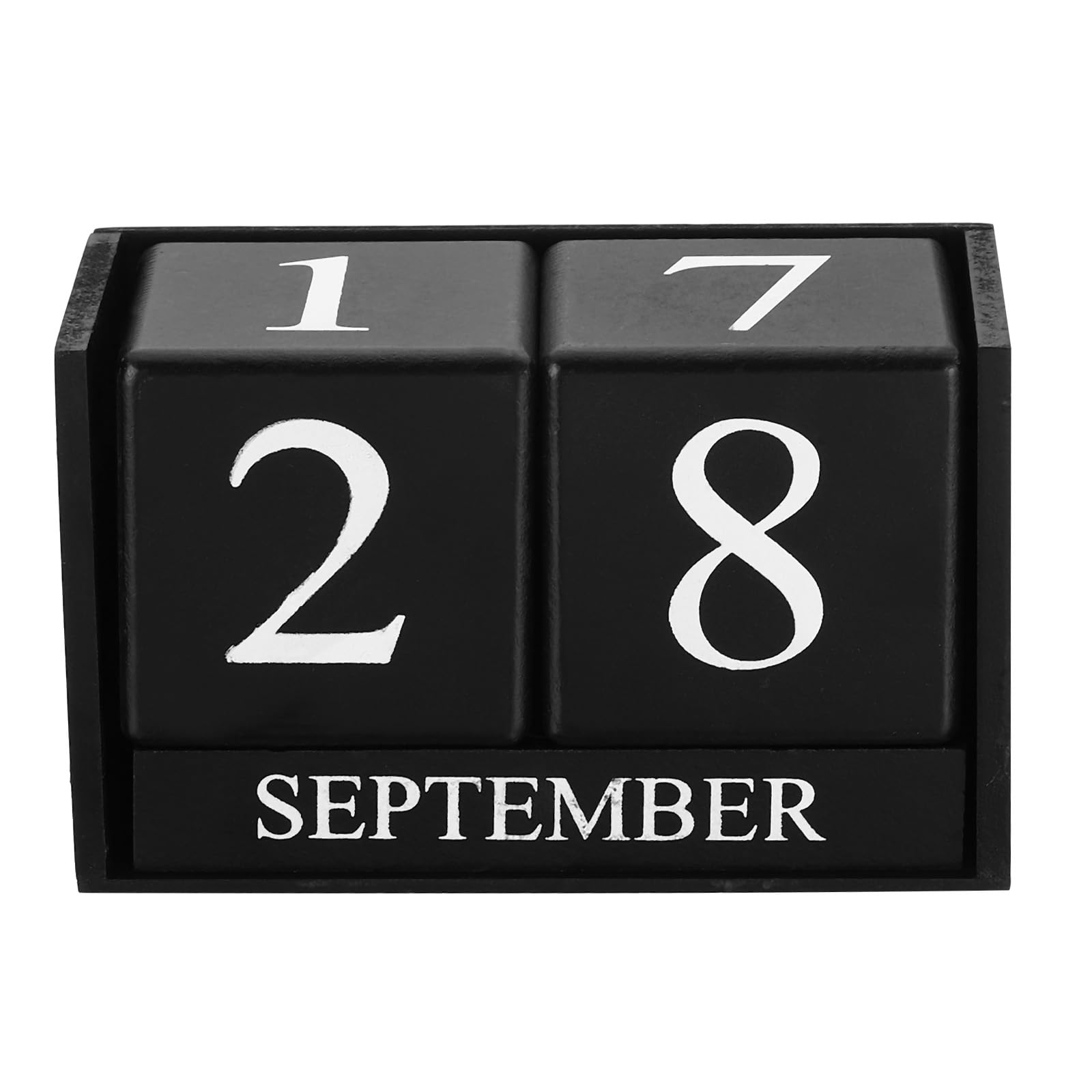 YOKIVE Wooden Block Perpetual Calendar for Desk, Wood Month Date Display Blocks, Great for Daily Desktop Shop Bar Desks Decor (Black)