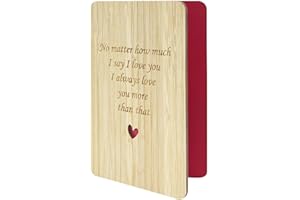 Della Stella I Love You Wooden Greeting Card,Handmade Romantic Gift Card for Wedding,Birthday,Anniversary,Valentine's Day