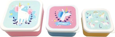 Puckator Unicorn Magic Lunch Box Set 3 Snack Food Storage Containers S/M/L
