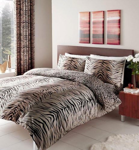 Tiger Print Duvet Cover Sets with Pillow Cases (King)