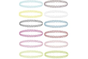 BodyJ4You 12PC Tattoo Choker Necklace - 90s Accessories 2000s Jewelry Y2K Fashion Vintage Trendy - Rainbow Goth Black Pink Green Blue White - Adjustable Stretchy Elastic Necklace Summer Vacation Set