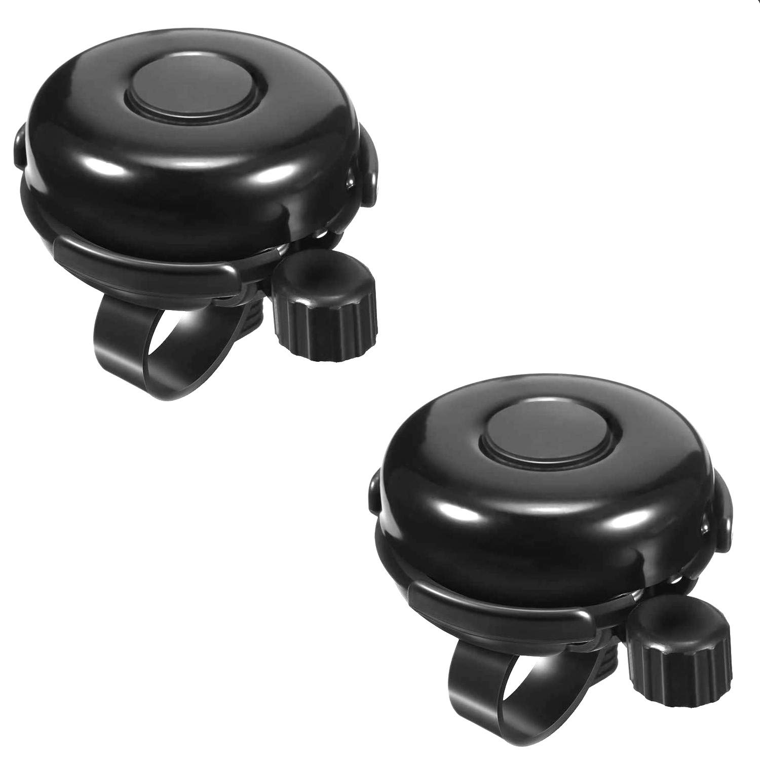 GWTech 2 Pack Bike Bell, Aluminum Bicycle Bell for Kids, Loud Crisp Clear Sound Bicycle Bell for Adults Girls Boys (Diameter in 0.87inch) (Black)