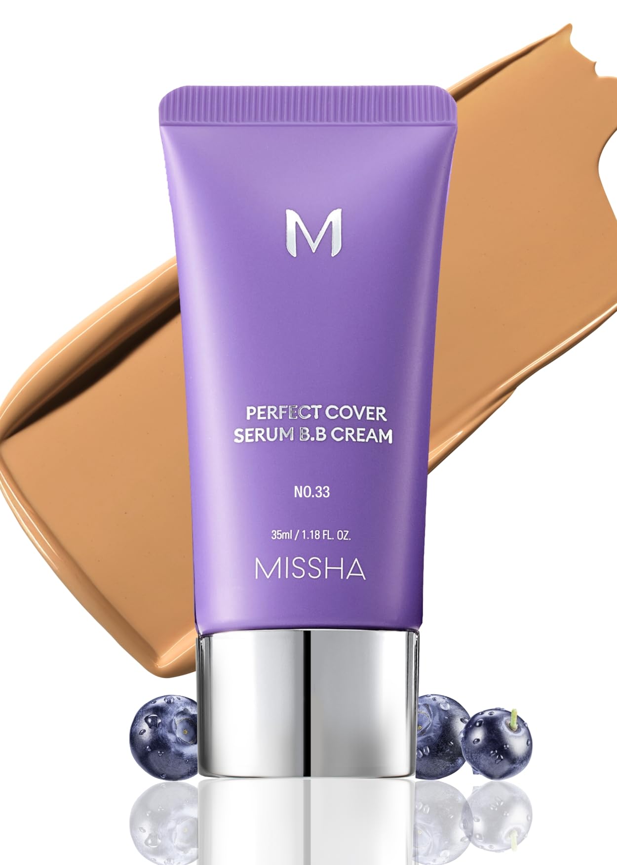 MISSHA M PERFECT COVER SERUM BB CREAM No.33 Tan -Tan with Warm Undertone, BB Cream by Cardi B Pick, Skin Tint, Tinted Moisturizer, Skin Care Foundation Makeup, Korean Makeup, 1.18 Fl oz