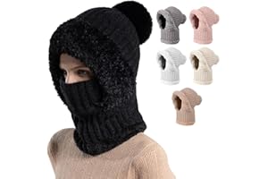 JUDUNA 3 in 1 Beanie Hat For Women, Upgrade 3 in 1 Beanie Hat with Scarf and Mask, Fall Winter Warm Knitted Ski Scarf and Mask Set