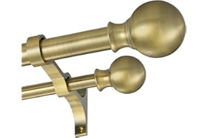 FUMLYATE Double Curtain Rods 72-144 Inches with Round Finials, 1 Inch Heavy Duty Drapery Rod with Unique Aluminum Alloy Brackets for Windows, Sliding Door, Patio, Living Room Decoration, Antique Bronze
