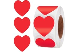 Anwyll Heart Stickers - 500Pcs 1Inch Valentines Day Heart Stickers Red Heart Shape Sticker for Reward Classroom Self Adhesive Love Incentive Sticker for Envelope Seal Card Birthday Wedding Favors