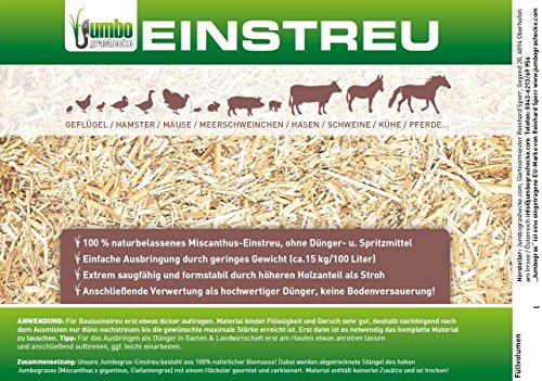 Kleintier-Einstreu Häckselgut Häcksel aus Miscanthus/Elefantengras für Hasen Kaninchen Maus Vogel Meerschweinchen - Kleintierstreu / Hamsterstreu statt Stroh- u. Hobelspäne für Käfig & Stall (2x 170l) – Bild 4