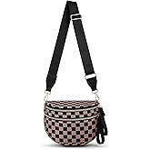 Lushandy Bum Bag Women's Checkered Crossbody Bag Nylon Cross Body Bags Plaid Mom Everyday Purse for Travel