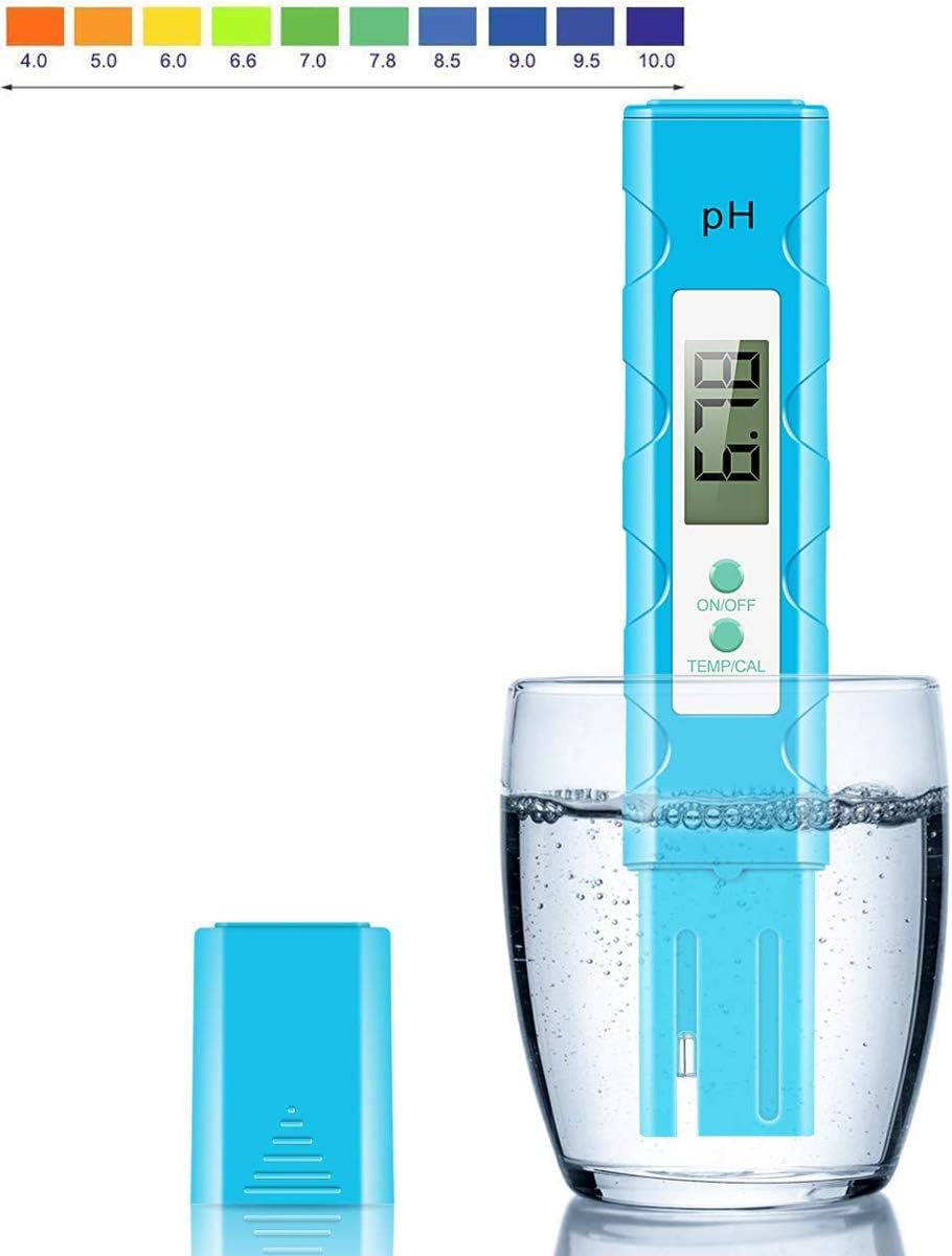 【Latest】PH Meter(ATC),Digital PH Meter/0.01 PH high Precision Water Quality Tester/PH Tester,0-14 pH Measurement Range for Household Drinking Water,Swimming Pools,Hydroponics,School Education（Blue）