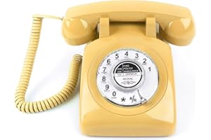 Retro Rotary Phone, Vintage Landline Telephone, Retro Phone with Mechanical Ringer, Old Corded Phone with Redial Function for
