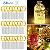 AXTEE Fairy String Lights, 24 Pack 3.3FT 20 LED Fairy Lights Battery Powered Christmas Lights, Silver Coated Copper Wire Lights, Firefly Lights for Thanksgiving Christmas Decorations Bedroom Wedding