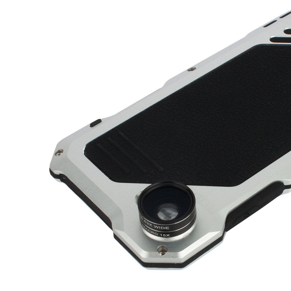 iPhone 7 Case Slivery, CBSKY 3in1 Aluminum Impact Resistance Shockproof Dustproof Ptotective Case Cover For Apple iPhone 7 Fisheye + Macro + Wide Angle Camera Lens