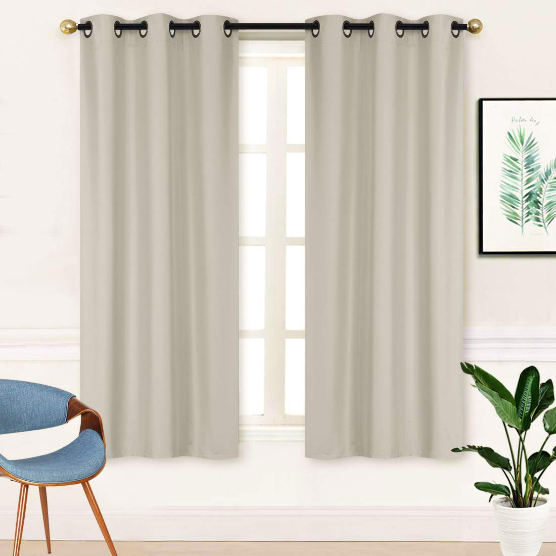 Home Collection Triple Weave Blackout Curtains with Bronze Grommets, 100% Light Blocking, Noise Reducing New (Silver, 37" W x 62" L (Pack of 2))