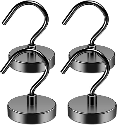 Grtard 4 Pack Magnetic Hooks 100 lbs Neodymium Heavy Duty Kitchen Garage