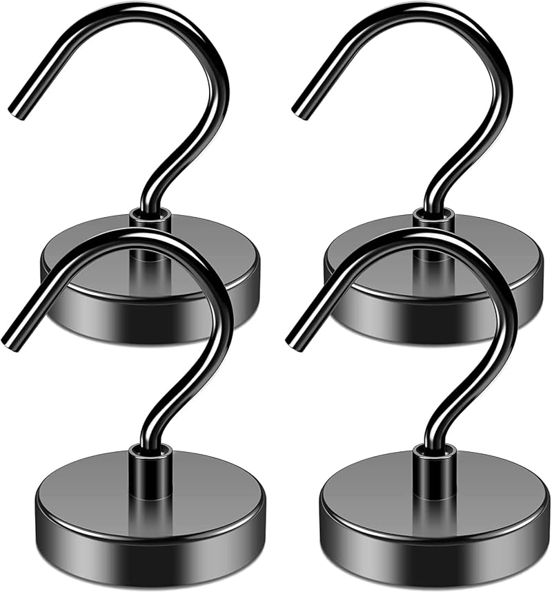 Grtard 4 Pack Magnetic Hooks 100 lbs Neodymium Heavy Duty Kitchen Garage