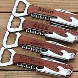 Customized Wood Corkscrew and Multi-Tool - Wedding Groomsmen Gift - Personalized Monogrammed for Free
