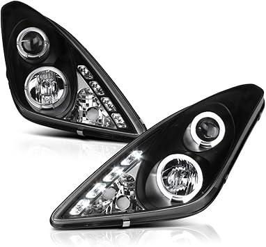 For 2000-2005 Celica Chrome LED Halo Projector Headlights+Glossy Black LED Tail