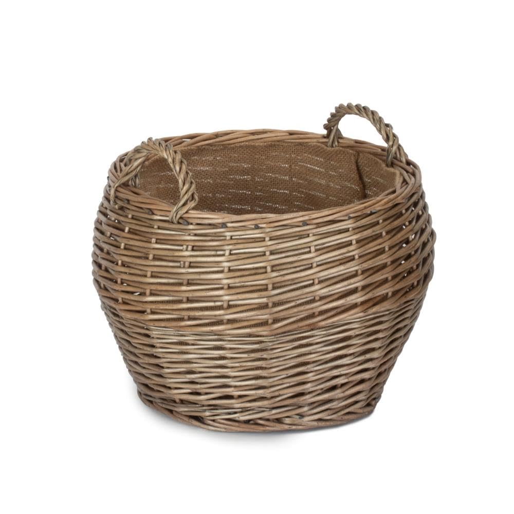 Red Hamper Small Antique Wash Stumpy Wicker Basket, Brown