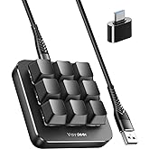 Vaydeer One-Handed Mechanical Keyboard Support NKRO, Hotkeys, One-Click Start,9 Fully Programmable Keys with Floating Window and Macro Multifunctional Keypad for iOS,Windows, Gift Idea for Him/Her