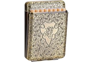 KUGUAN Regular King Size Cigarette case 16 pcs King Size Cigarette Box Retro Metal Portable Good for Men Women (Bronze)