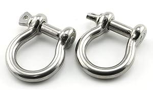 Lind Kitchen 2pcs 3/8 Inch Stainless Steel Bow Shackle Screw Pin Anchor Shackle Hardware Rigging Outdoor Tools for Survival Rope Paracord Camping Bracelet Bow Buckle M10