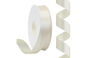 Rilisili Ivory Satin Ribbon 1 Inch 50 Yards Double Faced Polyester Satin Ribbons for Gift Wrapping DIY Crafts Weddings Invita