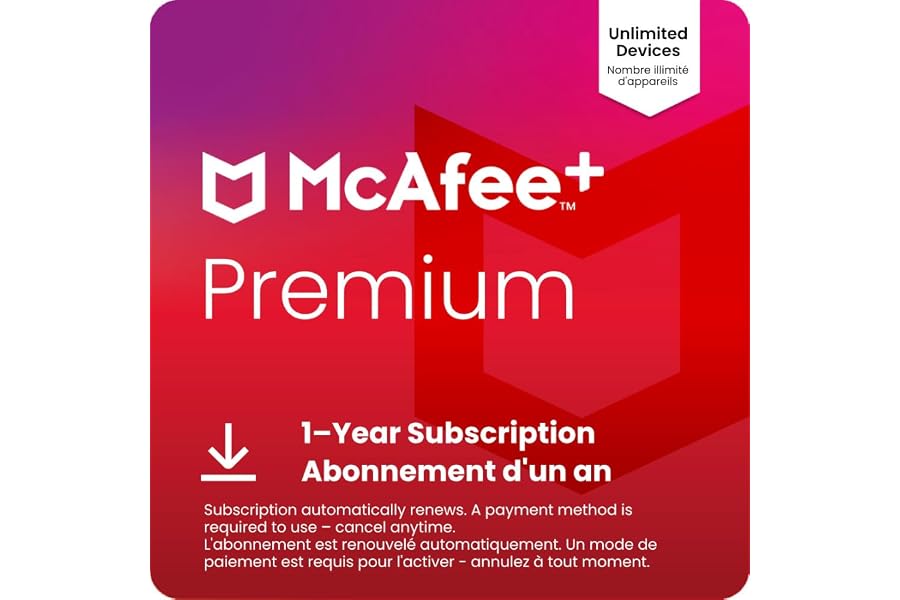 McAfee+ Premium Individual 2025 Unlimited Devices | All-In-One Cybersecurity Software includes Unlimited VPN, Identity Monito