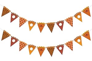 VILIFEVER Pumpkin Pie Banner Thanksgiving Decorations, Pie Slices Bunting, Thanksgiving Banner, Fall Party Decor Harvest Home Mantel Decorations Party Supplies