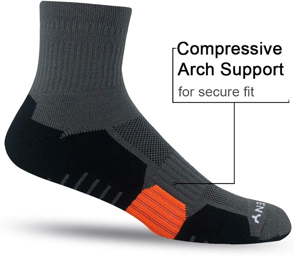 AKOENY Men's Performance Athletic Quarter Socks for Running, Training & Hiking (6 Pack): Clothing