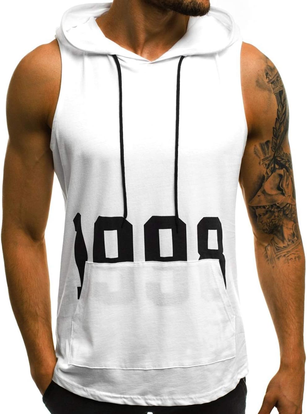 Men Workout Fitness Hoodie Tank Top Sleeveless T Shirt Sportswear Gym Hoodies