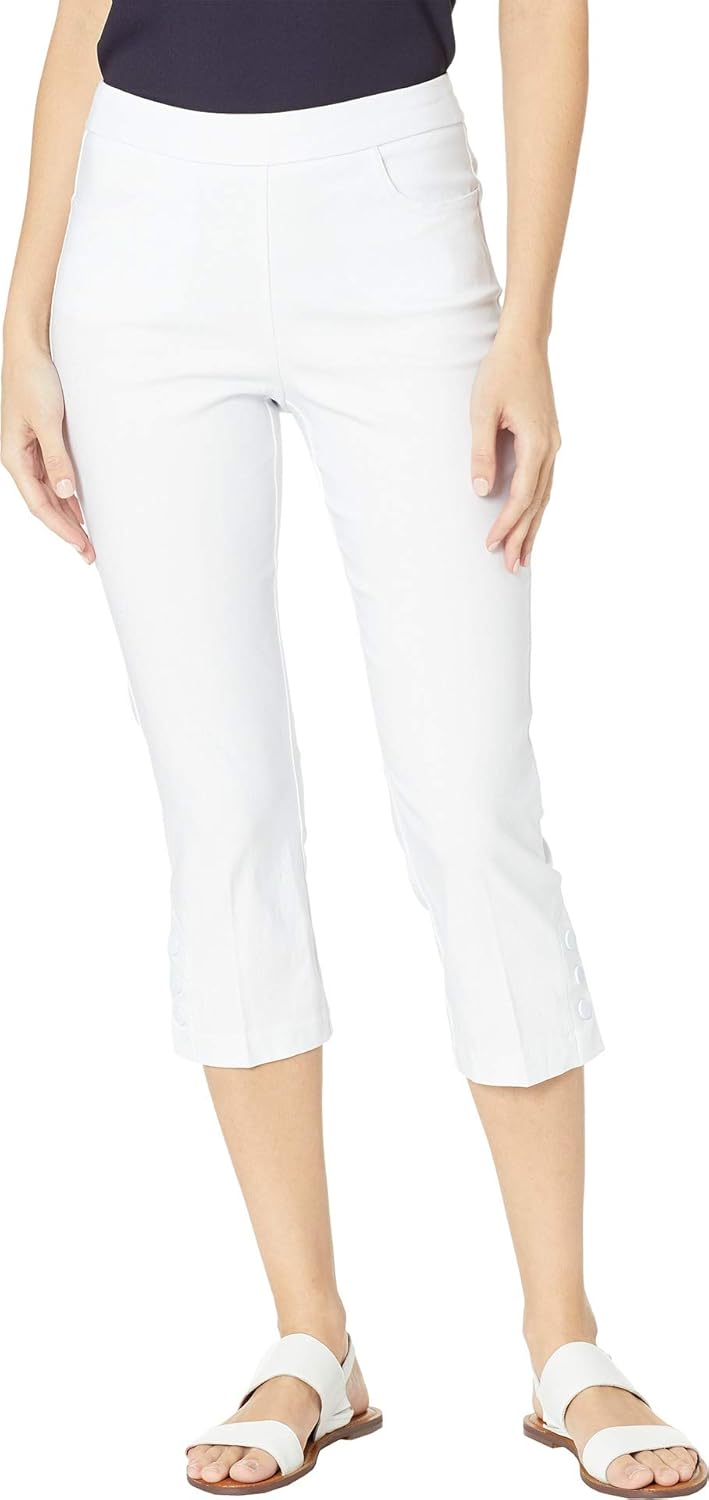 Tribal Women's Stretch Bengaline Flatten It Pull-On Capris w/Snap Detail at Amazon Womenâs 