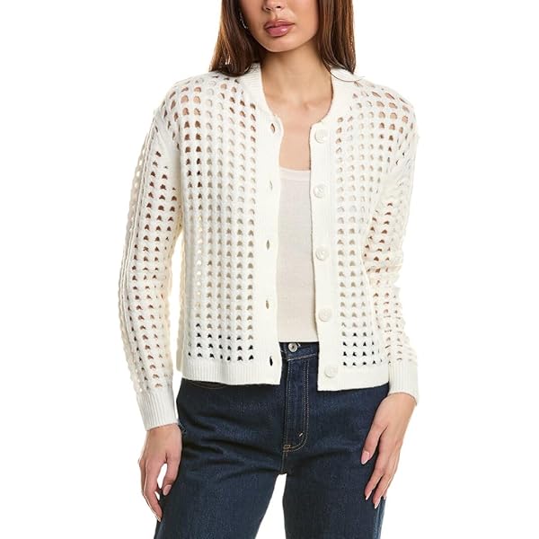 Vince Camuto Womens Colorblocked Cardigan Sweater, White, X