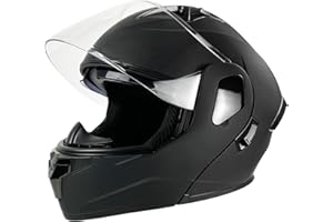 ZJHELM Motorcycle Helmet, Full Face, Matte Black, DOT Certified, Flip-Up Design