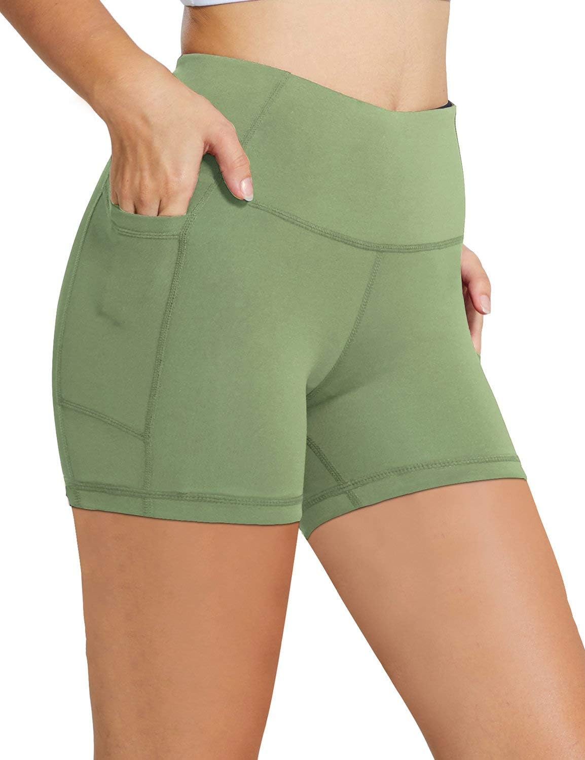 Women's 8" /5" High Waist Biker Shorts Yoga Workout Running Compression Exercise Shorts Side Pockets