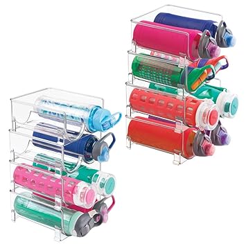 4 Pack Mdesign Plastic Freestanding Water Bottle Storage Organizer