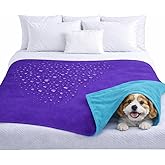 Premium Deluxe 100% Waterproof Blanket Guarantees to Keep Your Bed Dry! Crinkle-Free Ultra-Soft Fleece Furniture Protector for People Kids Pets. EZ Wash/Dry Purple/Blue Reversible 80x60