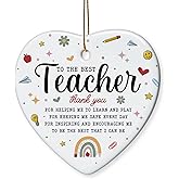 Teacher Appreciation Gifts: Christmas Ceramic Heart Ornament & Decorations