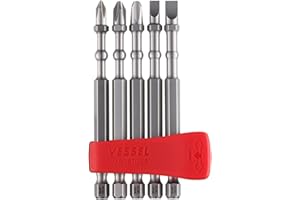 Vessel IMAPCT Ball Torsion Bit with Magnetic Charge Holder 5 Piece Set Includes (1) 1PH, (1) 2PH, (1) 3PH, (1) SL4 (3/16") an