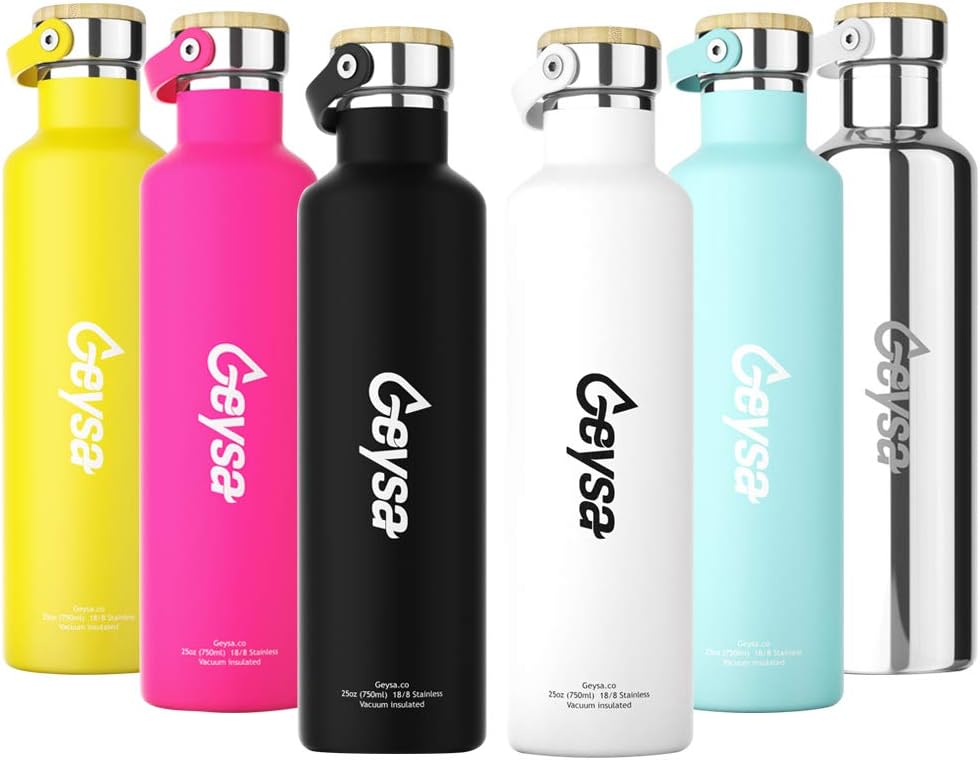 Geysa Stainless Steel Water Bottle (Chrome, 20oz)