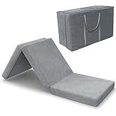 SINWEEK Tri Folding Mat Foam Topper 3.95" Thickness Floor Cot Mat, Guset mat with Removable&Machine Washable Cover and Lining