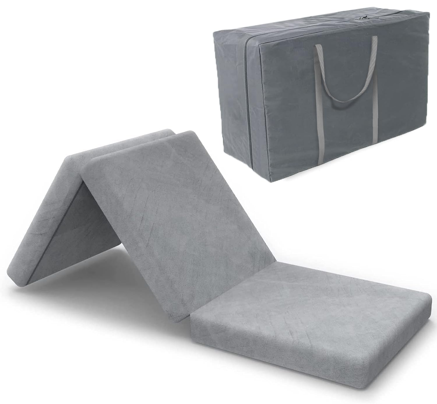 Photo 1 of **BAG IS TEARING. ZIPPER IS MISSING**SINWEEK Tri-Folding Mattress Foam Topper 38 x 75 x 4 Inch Folding Pad with Removable Cover