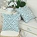 Pack of 2 CaliTime Cushion Covers Throw Pillow Cases Shells for Home Sofa Couch, Vintage Scrolled Floral Geometric, 18 X 18 Inches, Teal