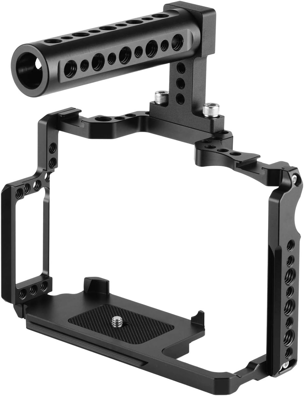 Andoer Aluminum Alloy Camera Video Cage Film Movie Making Kit + Top Handle Kit Aluminum Alloy with 1/4 Inch & 3/8 Inch Screw Holes Dual Cold Shoe Mount Compatible with Canon 5DS 5DR 5D Mark IV/III/II - Image 3