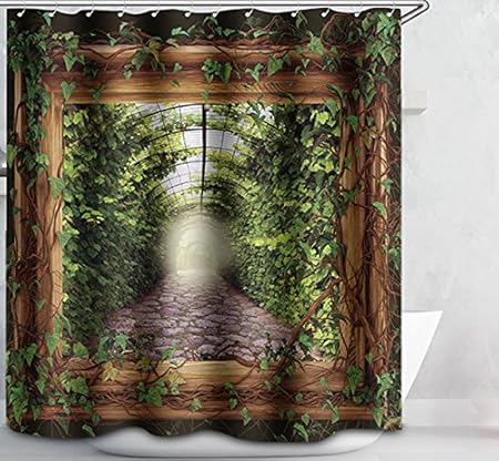 Jungle Frame Pattern Shower Curtain Bath Decoration Bathroom Decor Set With Hooks 71 X71 Amazon Co Uk Kitchen Home