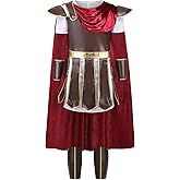 AGCOAH Roman Gladiator Warrior Costume Spartan Warrior Men Soldier wardrobe 4 Pcs Greek Halloween