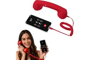 Retro Phone Handset for iPhone & Android - Wired Classic Receiver with Microphone & Speaker, 90s Vintage Style Prop for Photo