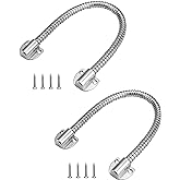 QWORK Door Loop Wire Protector, 2 Pack Steel Flexible Armored Door Cord with End Cap, (16" Long,1/2" OD, 3/8"ID)